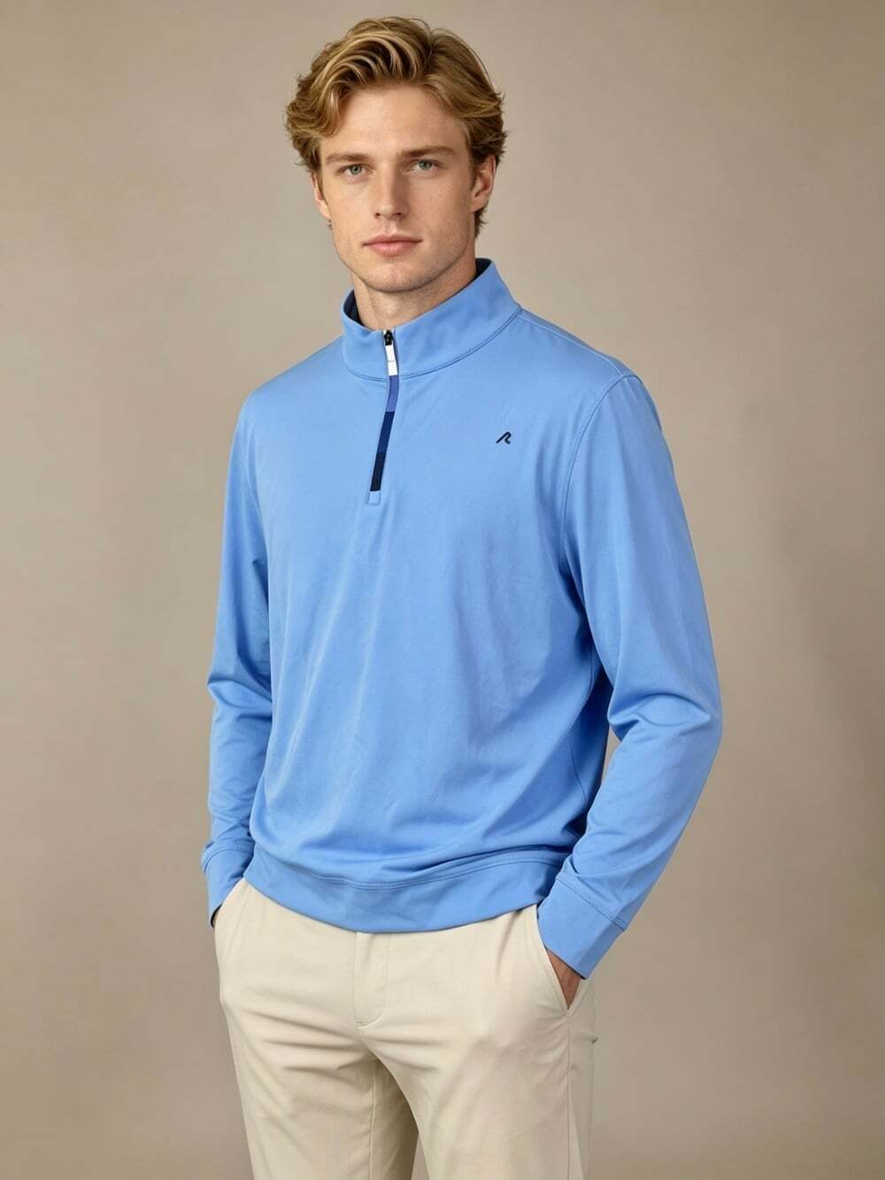 NWOT Redvanly Mens Golf 1/4 Zip Blue Long-Sleeved Pullover Sweatshirt Size XL